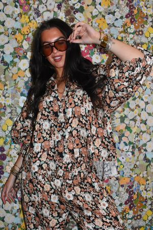 Daughter Of Ibiza Lovechild Balloon Sleeve Shirt Black & Hazelnut 